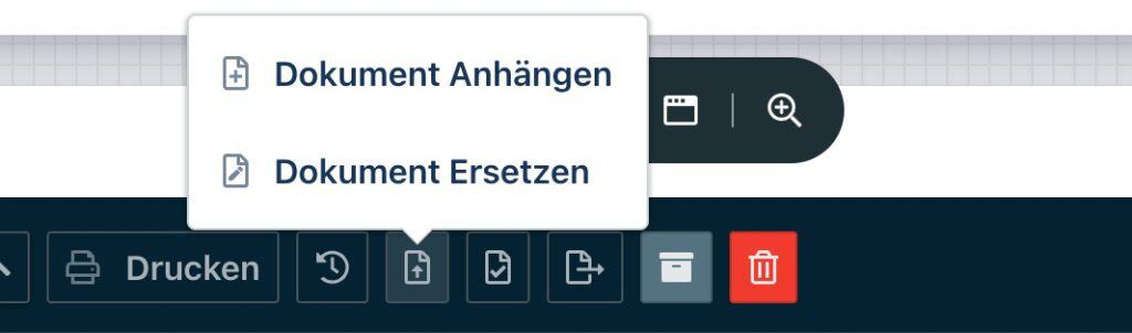 Dokument Anhängen Button in den Dokumentendetails